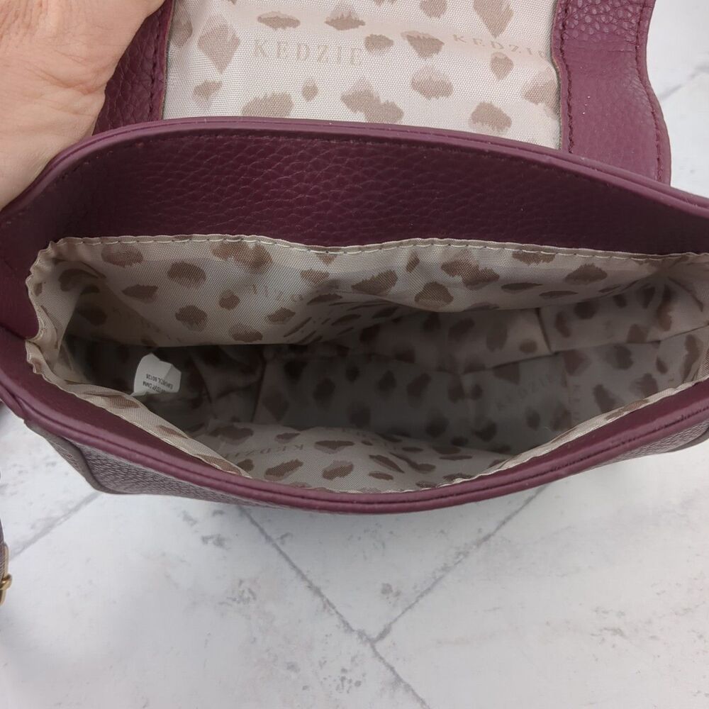 Kedzie Camden Mini Messenger Crossbody Bag Vegan Leather Purse Wine Burgundy - Picture 9 of 11